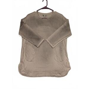 Lori Goldstein Logo Life Long Sleeve Top Pockets Womens Small Smokey